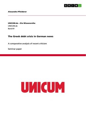 cover image of The Greek debt crisis in German news